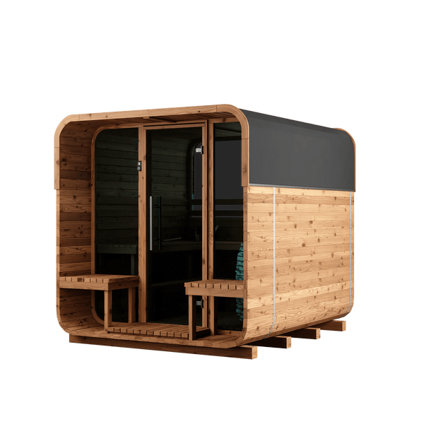 Thermory Sauna Squared Outdoor Sauna |6 Person|USA Made|Modern Cube Design for Luxury Backyard Wellness