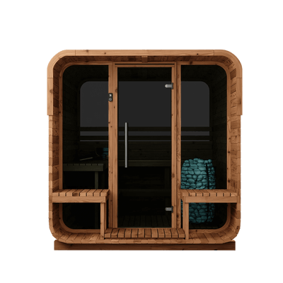 Thermory Sauna Squared Outdoor Sauna |6 Person|USA Made|Modern Cube Design for Luxury Backyard Wellness