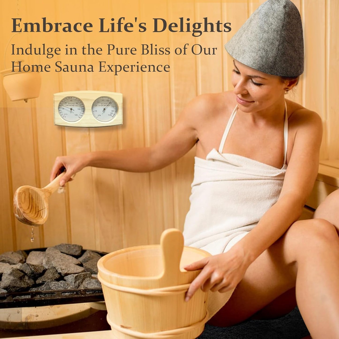 Sauna Heater 9KW 220V Electric Sauna Stove with UL Test Report Thermo-Hygrometer Sauna Hat Set for 310-460 Cu.Ft Home Hotel Spa Sauna Room
