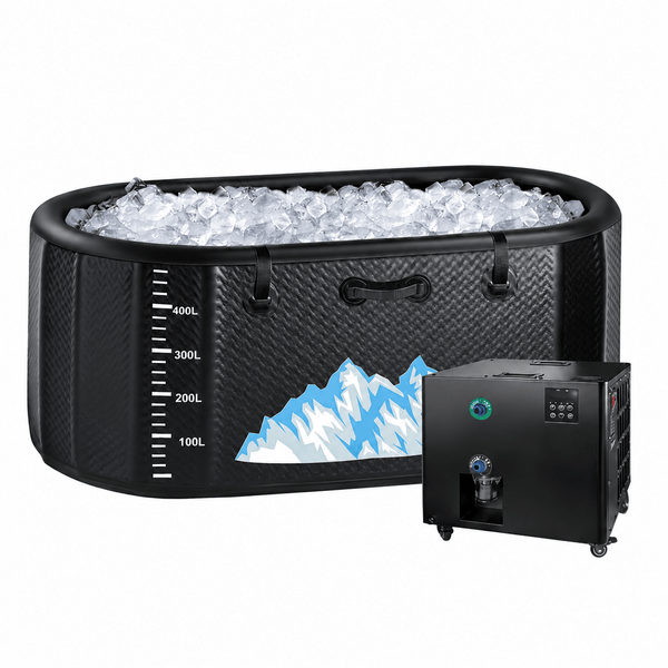 Cold Plunge Tub, 248 Gallon, 1 Horsepower, Heavy-Duty Ice Bath Tub for Athletes with Hot & Cold, Portable Inflatable Plunge Chiller with Water Treatment Kit, Immersion Therapy, Wifi (Black, 1 Set)