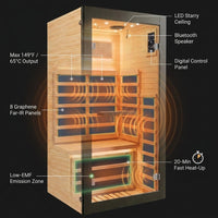 Personal Infrared Sauna Designed for Daily Wellness, Low EMF Heating, Starry Light Ceiling, Built-In Speakers cold plunge tub for home recovery - Narrow Gate Wellness
