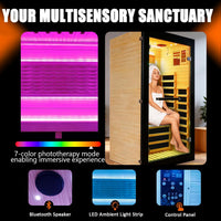 Personal Infrared Sauna Designed for Daily Wellness, Low EMF Heating, Starry Light Ceiling, Built-In Speakers cold plunge tub for home recovery - Narrow Gate Wellness